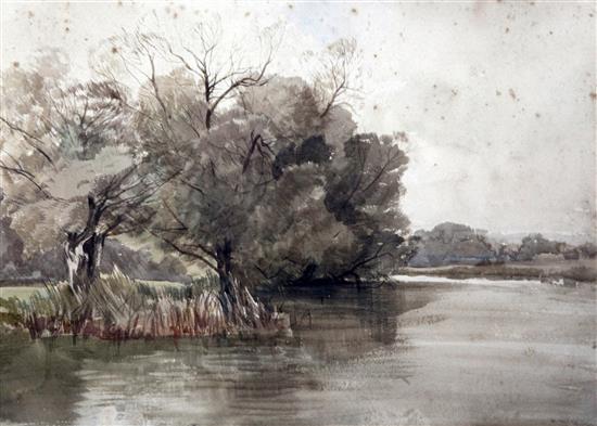 John Middleton (1827-1856) River landscape 9.5 x 13.5in.